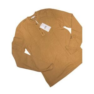 Cotton Citizen Men's Henley Long Sleeve Shirt Brown Size M